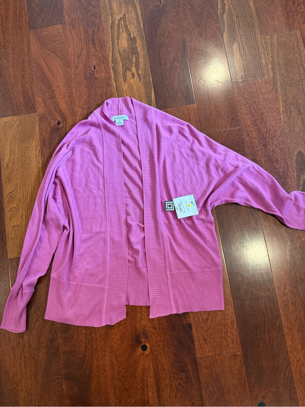Liz Claiborne Bright Pink Open-Front Knit Cardigan